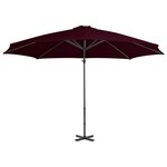 vidaXL Parasol de jardin en porte-à-faux avec mât en aluminium rouge