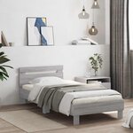 vidaXL Cadre de lit avec LED Sonoma gris 80 x 200 cm Bois d'ingénierie
