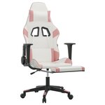 vidaXL Chaise de jeu avec repose-pied Blanc et rose Similicuir