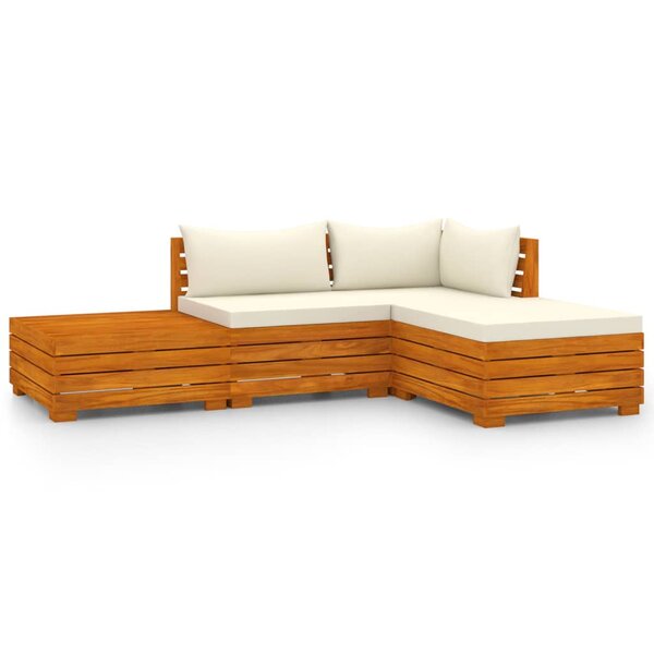 vidaXL Salon de jardin 4 Pièces avec coussins Bois d'acacia solide