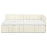 vidaXL Cadre de lit d'angle avec matelas Crème 100 x 200 cm Velours