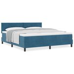 Lit Box Spring vidaXL avec Matelas Bleu Sombre Super King Velours