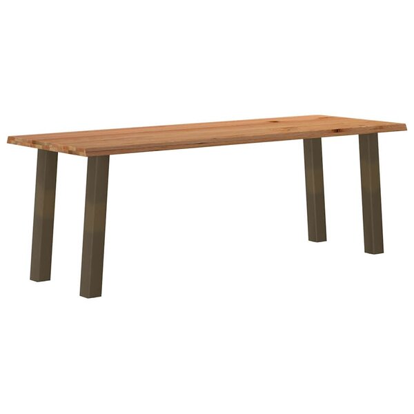 vidaXL Table à manger et bord naturel bois massif chêne rectangulaire