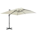 vidaXL Parasol en porte-à-faux avec mât en aluminium 300x300 cm Sable
