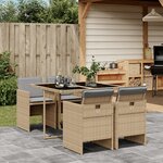 vidaXL Ensemble à manger de jardin coussins 5 Pièces mélange beige rotin
