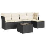 vidaXL Salon de jardin 6 Pièces avec coussins noir résine tressée