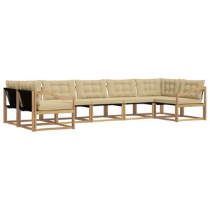 vidaXL Ensemble de canapés d'extérieur 7 pc Blanc et Beige