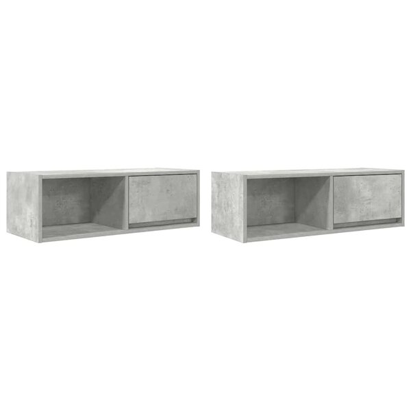 vidaXL Meubles TV 2 Pièces gris béton 80x31x25 5 cm bois d'ingénierie