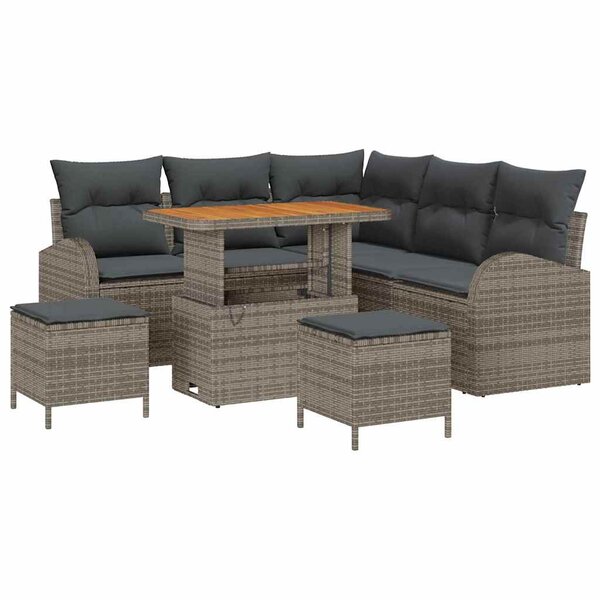 vidaXL Ensemble de canapé de jardin avec coussin 8 Pièces Gris
