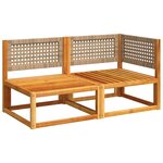 vidaXL Canapé de jardin avec coussins 2 places Bois Acacia et rotin
