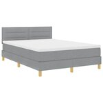 vidaXL Lit à ressort LED avec matelas Gris clair 140 x 190 cm tissu