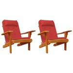 vidaXL Coussins de chaise adirondack lot de 2 rouge tissu oxford