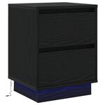 vidaXL Table de chevet avec lumières LED noire 39x34.5x50 cm