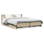 vidaXL Cadre de lit avec tiroirs sans matelas chêne sonoma 135x190 cm