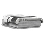 vidaXL Cadre de lit avec LED sans matelas sonoma gris 150x200 cm