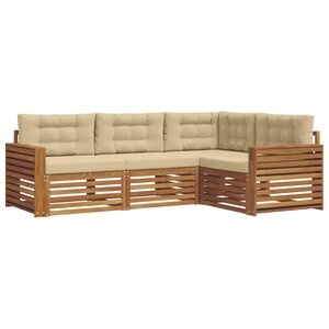 vidaXL Ensemble de canapés d'extérieur 4 Pièces Naturel et Beige