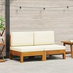 vidaXL Canapés centraux 2 Pièces avec coussins blanc crème Acacia solide