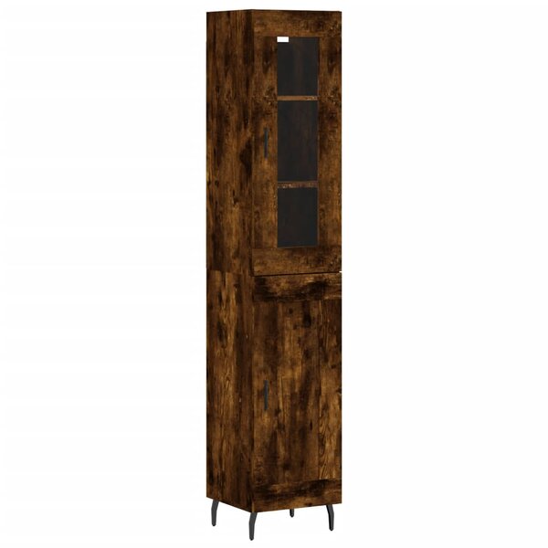 vidaXL Buffet haut Chêne fumé 34 5x34x180 cm Bois d'ingénierie