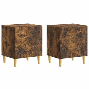 vidaXL Table de chevet 2 Pièces Chêne fumé 43 x 34 5 x 50 cm
