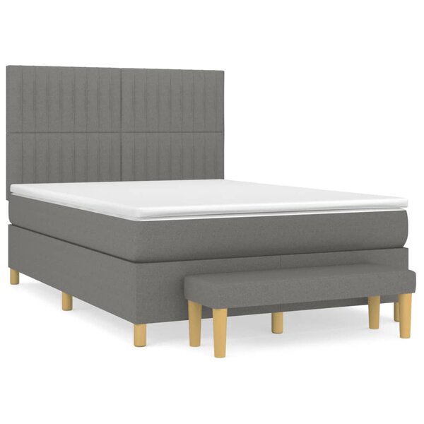 vidaXL Sommier à lattes de lit avec matelas Gris foncé 140x190cm Tissu