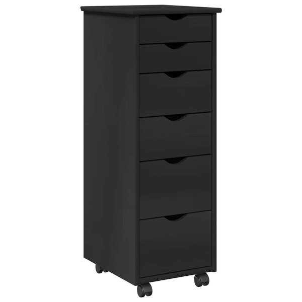 vidaXL Cabinet roulant 34 x 39 x 93 5 cm Bois de Pin Massif Noir
