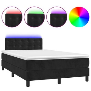 vidaXL Sommier à lattes de lit avec matelas et LED Noir 120x200 cm