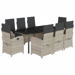 vidaXL Ensemble à manger de jardin et coussins 9 Pièces gris clair rotin