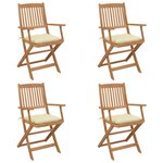 vidaXL Chaises pliables de jardin lot de 4 avec coussins Bois d'acacia