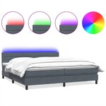 vidaXL Sommier à lattes de lit et matelas et LED gris foncé 180x220cm velours