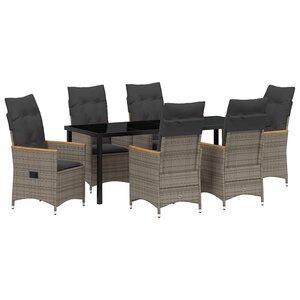 vidaXL Ensemble de salle à manger pour jardin 7 pc Gris polyrotin