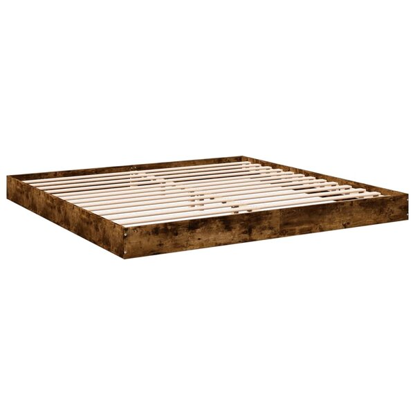 vidaXL Cadre de lit chêne fumé 180x200 cm bois d'ingénierie