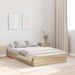 vidaXL Cadre de lit avec rangement Chêne sonoma 120 x 190 cm