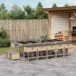 vidaXL Ensemble à manger de jardin et coussins 15 Pièces mélange beige