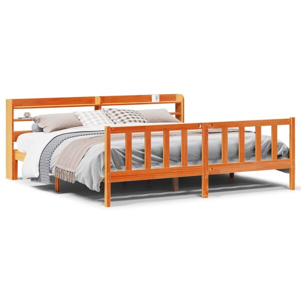 vidaXL Cadre de lit et tête de lit sans matelas cire marron 200x200 cm