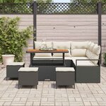 vidaXL Ensemble de canapé de jardin avec coussin 9 Pièces Noir et Crème