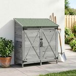 vidaXL Abri de jardin Gris 106 x 56 x 113 5 cm Bois de Sapin Massif