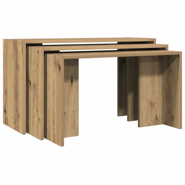 vidaXL Tables gigognes 3 Pièces chêne artisanal bois d'ingénierie