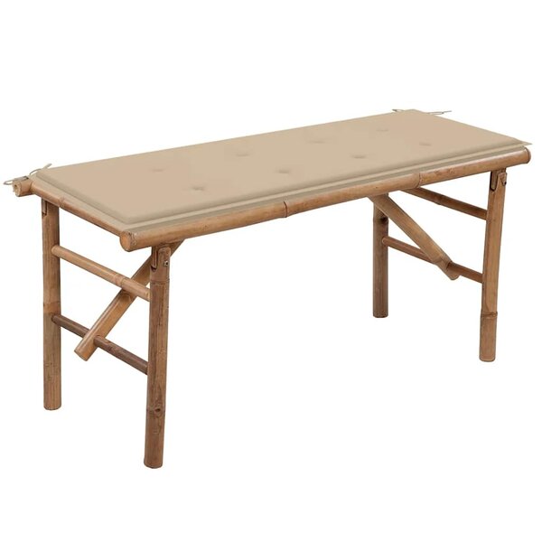 vidaXL Banc de jardin pliable avec coussin 118 cm Bambou