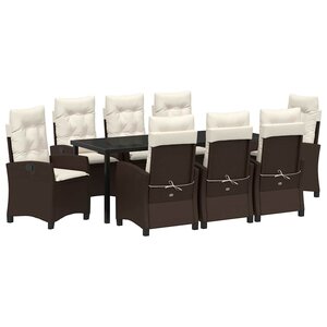 vidaXL Ensemble de salle à manger pour jardin 9 pc Marron polyrotin
