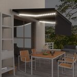 vidaXL Auvent manuel rétractable et store et LED 4x3 m Anthracite