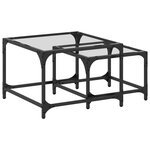 vidaXL Tables basses gigognes 2 Pièces dessus en verre transparent acier
