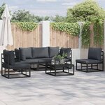 vidaXL Ensemble de canapé de jardin avec coussin 6 Pièces Noir Aluminium