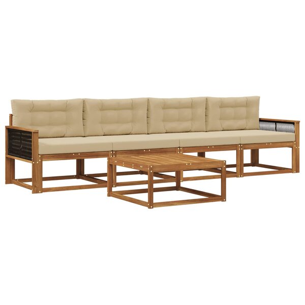 vidaXL Ensemble de canapés d'extérieur 5 Pièces Naturel et Beige