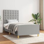 vidaXL Cadre de lit avec tête de lit Gris clair 90x190 cm Tissu