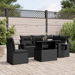 vidaXL Salon de jardin 6 Pièces avec coussins noir résine tressée