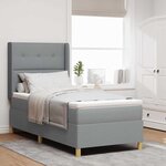 vidaXL Lit à ressorts avec bandes LED Gris clair 90 x 200 cm tissu