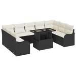 vidaXL Ensemble de canapé de jardin 10 Pièces Noir Poly Rattan