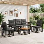 vidaXL Ensemble de canapés d'extérieur 6 pc Noir et Gris foncé