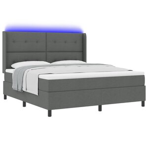 vidaXL Lit Box Spring avec Matelas et LED Gris Foncé 180x200 cm Tissu
