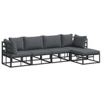 vidaXL Ensemble de canapé de jardin 5 Pièces Noir 283 x 141 5 x 71 cm